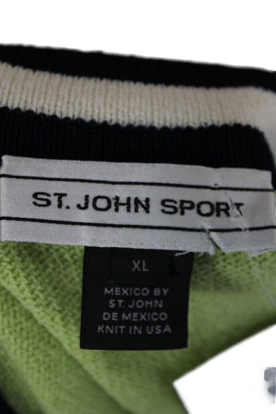 St. John Sport Unisex Green V-Neck Pullover Sweater 3/4 Sleeve 71% Wool Size XL