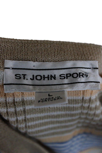 St. John Sport Women Basic Beige Short Sleeve T Shirt Wool Blend Size L