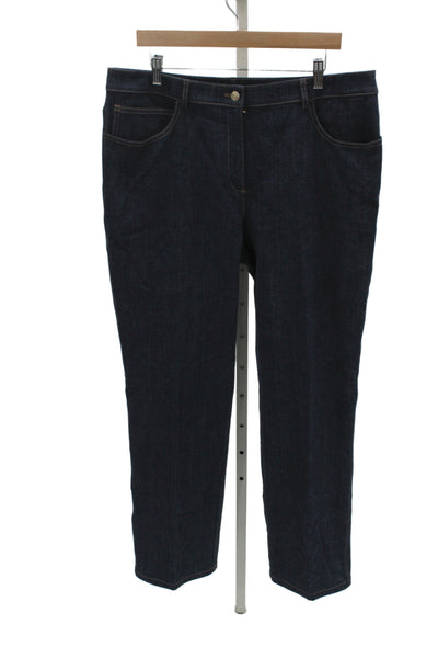 St. John Caviar Women Straight Jeans Dark Blue Mid-Rise Cotton Size 30