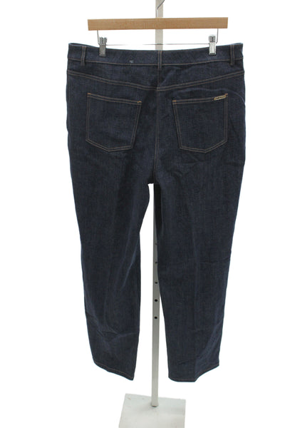 St. John Caviar Women Straight Jeans Dark Blue Mid-Rise Cotton Size 30