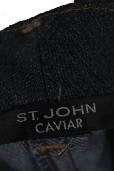 St. John Caviar Women Straight Jeans Dark Blue Mid-Rise Cotton Size 30