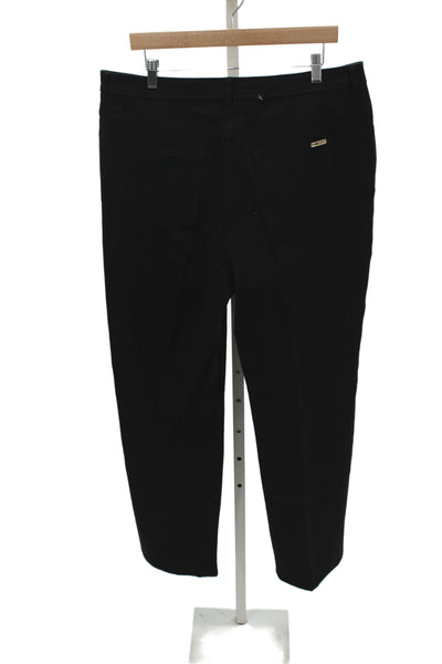 St. John Womens Ankle Dress Pants Black Cotton Spandex Button Size 38