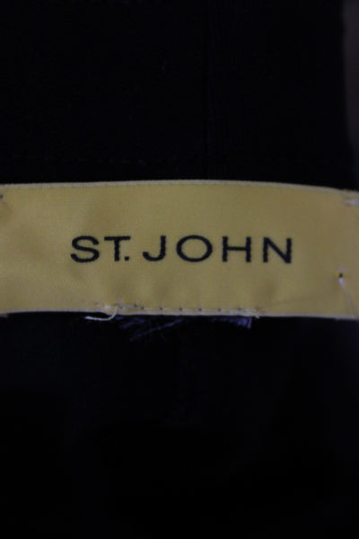 St. John Womens Ankle Dress Pants Black Cotton Spandex Button Size 38