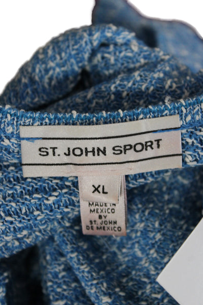 St. John Sport Womens Blue Short Sleeve Top Fall Rayon Wool Size XL