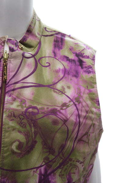 St. John Sport By Marie Gray Womens Quilted Purple Floral Vest Size XL