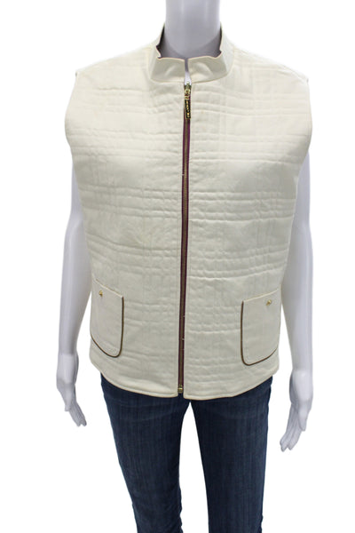 St. John Sport By Marie Gray Womens Quilted Purple Floral Vest Size XL
