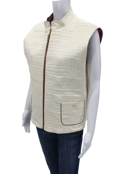 St. John Sport By Marie Gray Womens Quilted Purple Floral Vest Size XL