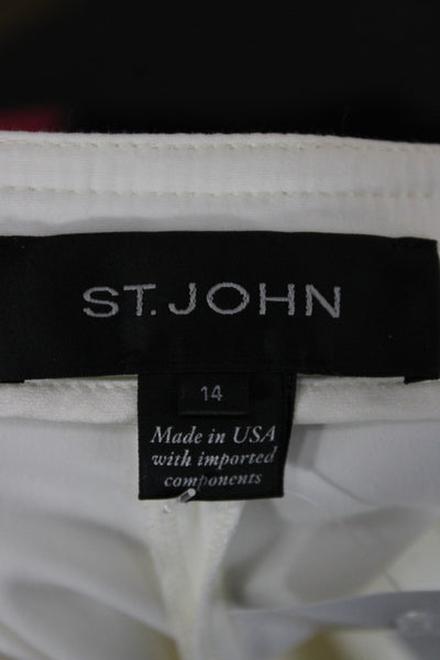 St. John Women Ankle Dress Pants White Zip Size 14