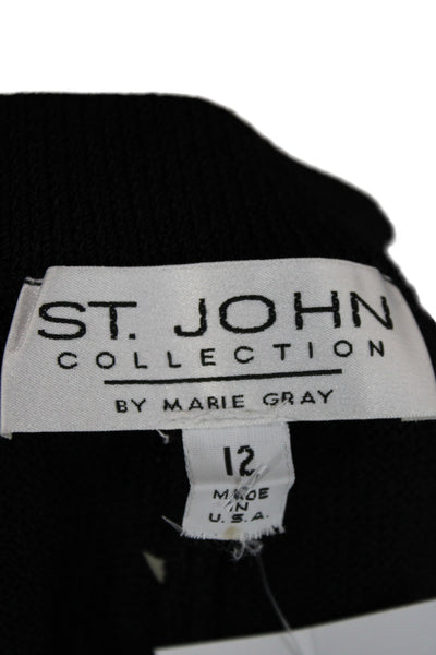 St. John Collection By Marie Gray Unisex Bermuda Shorts Black Wool Size 12
