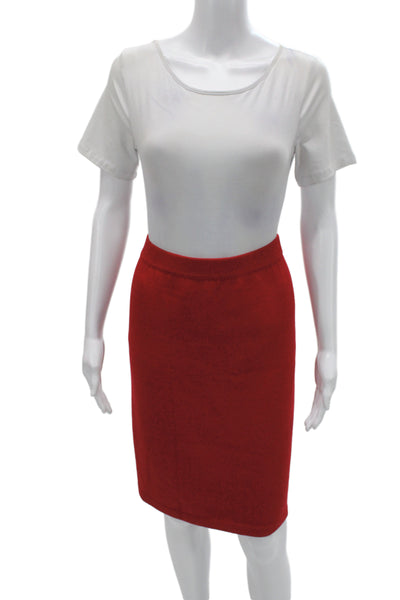 St John Collection By Marie Gray Women Straight Pencil Skirt Red Cotton Size 14