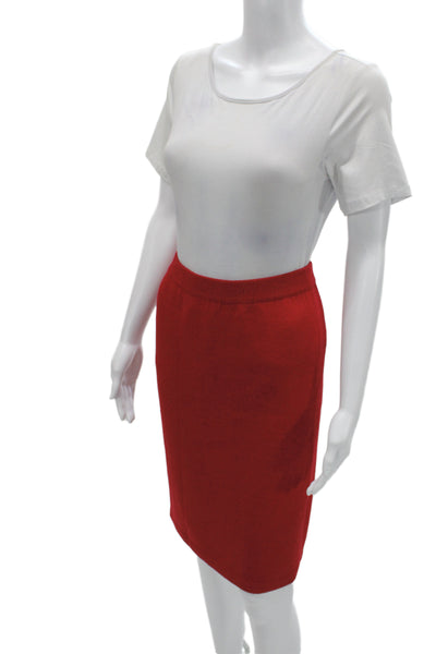 St John Collection By Marie Gray Women Straight Pencil Skirt Red Cotton Size 14