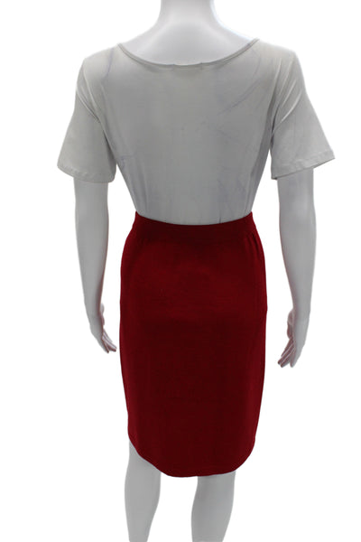 St John Collection By Marie Gray Women Straight Pencil Skirt Red Cotton Size 14