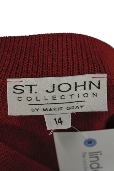 St John Collection By Marie Gray Women Straight Pencil Skirt Red Cotton Size 14
