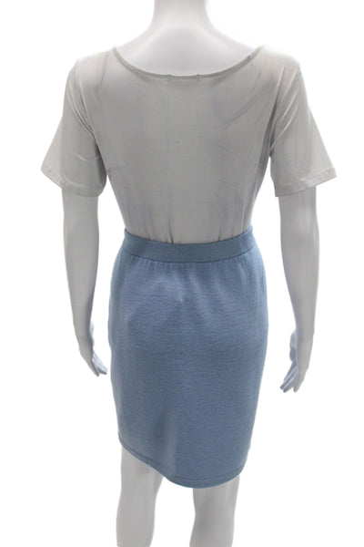 St. John Collection By Marie Gray Women Pencil Skirt Light Blue Plus Size 16