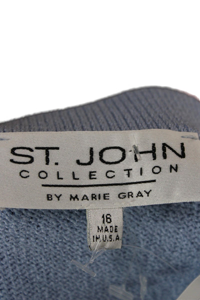 St. John Collection By Marie Gray Women Pencil Skirt Light Blue Plus Size 16