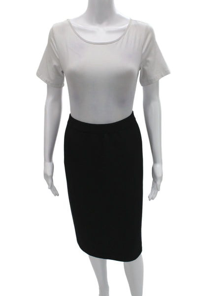 St. John Basics Women Straight Pencil Skirt Black Wool Knee Length Size 16