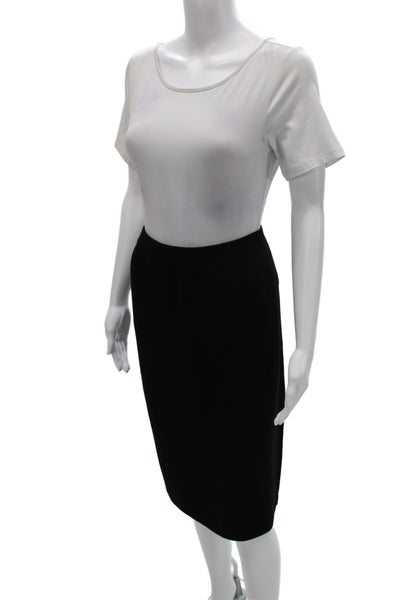 St. John Basics Women Straight Pencil Skirt Black Wool Knee Length Size 16