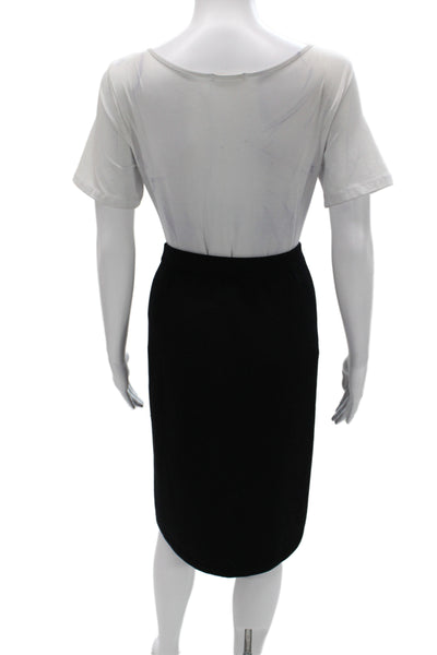 St. John Basics Women Straight Pencil Skirt Black Wool Knee Length Size 16