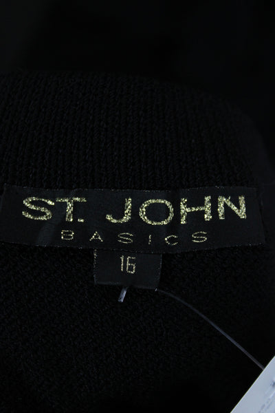 St. John Basics Women Straight Pencil Skirt Black Wool Knee Length Size 16