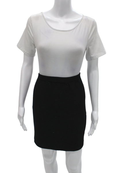 St. John Women Black Cotton Polyester Straight Pencil Skirt Short Size 14