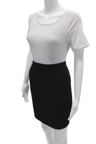 St. John Women Black Cotton Polyester Straight Pencil Skirt Short Size 14