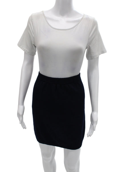 St. John Basics Womens Mini Pencil Skirt Dark Blue Cotton Size 12