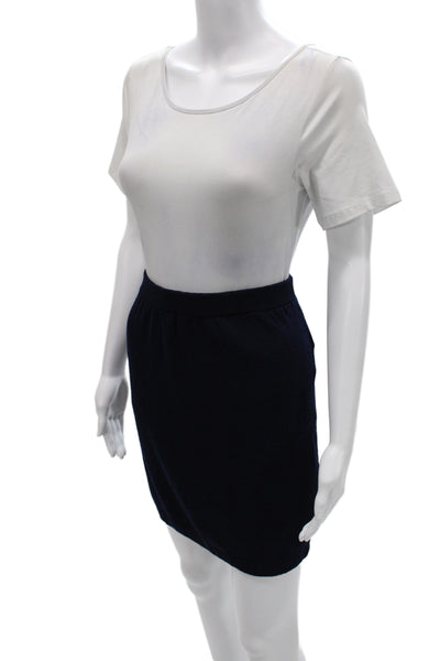St. John Basics Womens Mini Pencil Skirt Dark Blue Cotton Size 12