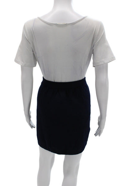St. John Basics Womens Mini Pencil Skirt Dark Blue Cotton Size 12