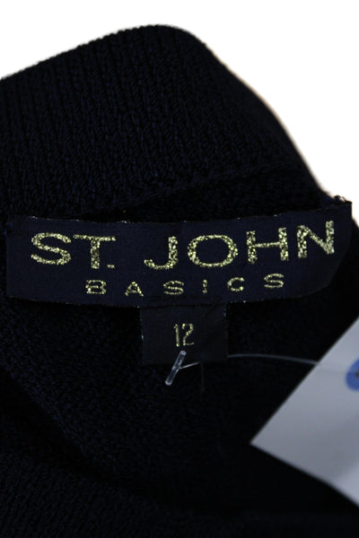 St. John Basics Womens Mini Pencil Skirt Dark Blue Cotton Size 12