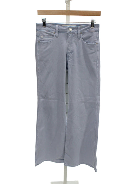 Alexis Womens Cropped High Rise Pants Light Blue Button Size 24
