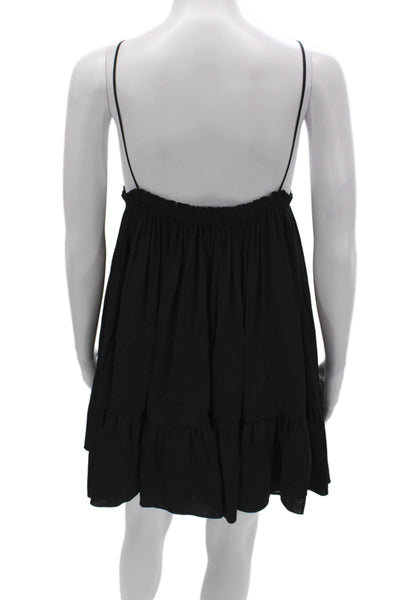 Chloe Women Black Slip Dress V-Neck Sleeveless Mini Polyester Spandex Size 34