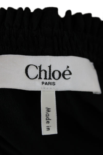 Chloe Women Black Slip Dress V-Neck Sleeveless Mini Polyester Spandex Size 34