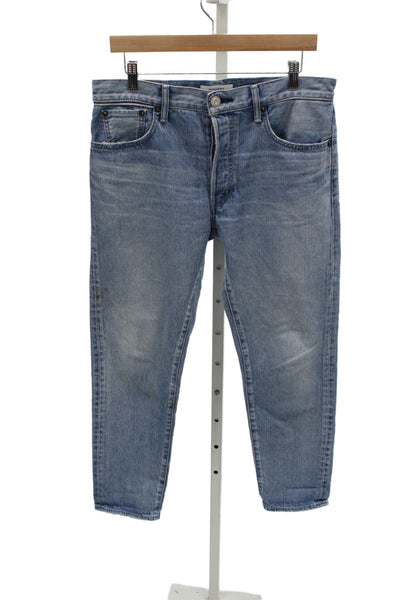 Moussy Unisex Light Blue Cropped Straight Jeans High Rise 28 Inseam Size 30
