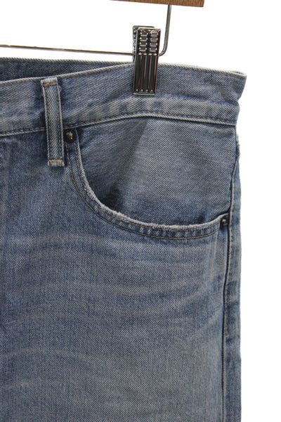 Moussy Unisex Light Blue Cropped Straight Jeans High Rise 28 Inseam Size 30