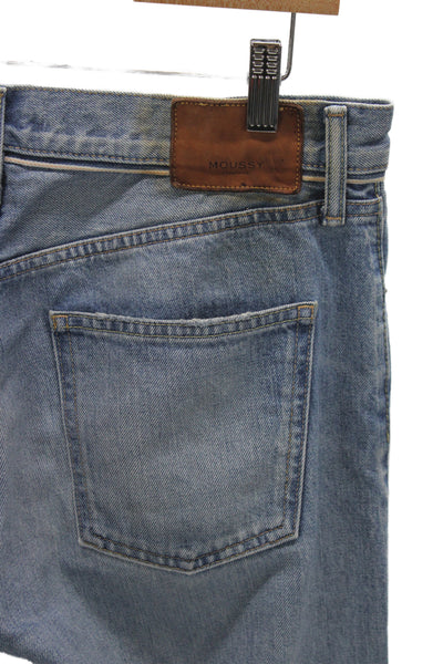 Moussy Unisex Light Blue Cropped Straight Jeans High Rise 28 Inseam Size 30