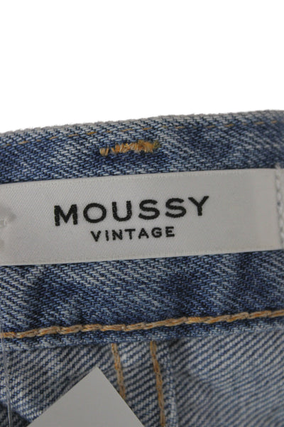 Moussy Unisex Light Blue Cropped Straight Jeans High Rise 28 Inseam Size 30