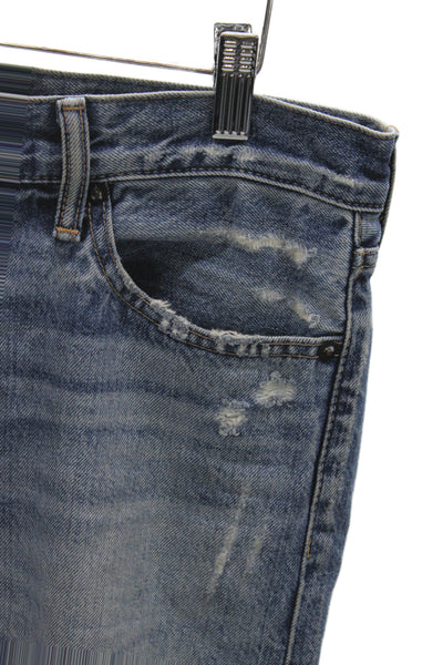 Moussy Unisex Boyfriend Cropped High Rise Blue Cotton Jeans Inseam 28 Size 30