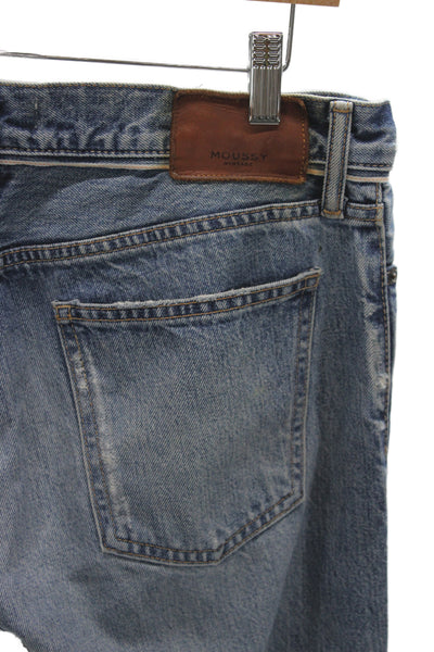 Moussy Unisex Boyfriend Cropped High Rise Blue Cotton Jeans Inseam 28 Size 30