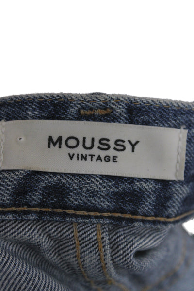 Moussy Unisex Boyfriend Cropped High Rise Blue Cotton Jeans Inseam 28 Size 30