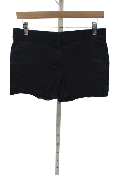 J Crew Unisex Chino Shorts Dark Blue Zip Solid 97% Cotton Size 6