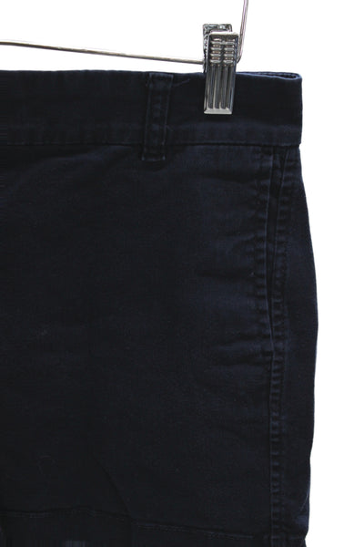 J Crew Unisex Chino Shorts Dark Blue Zip Solid 97% Cotton Size 6