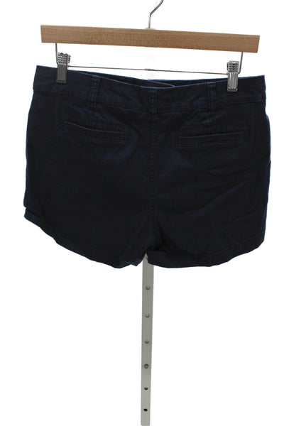J Crew Unisex Chino Shorts Dark Blue Zip Solid 97% Cotton Size 6