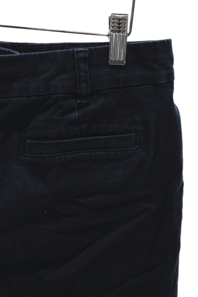 J Crew Unisex Chino Shorts Dark Blue Zip Solid 97% Cotton Size 6