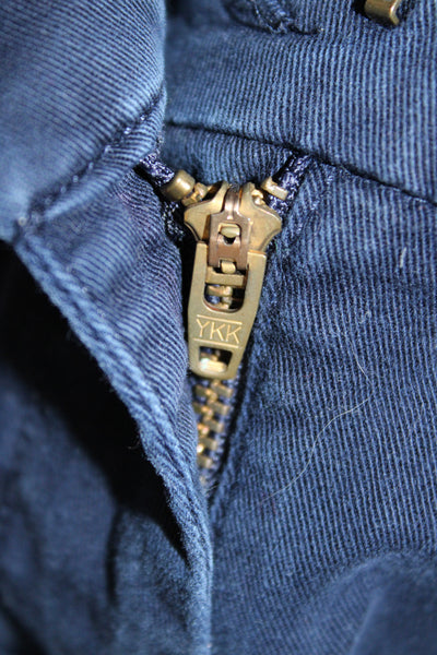 J Crew Unisex Chino Shorts Dark Blue Zip Solid 97% Cotton Size 6