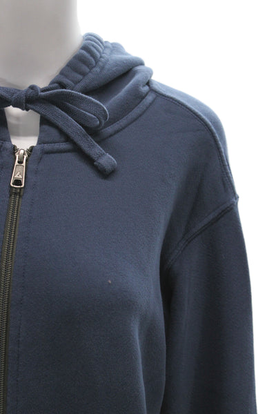 American Giant Unisex Full-Zip Hoodie Dark Blue Cotton Drawstring Size M