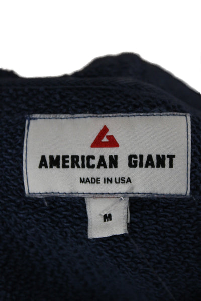 American Giant Unisex Full-Zip Hoodie Dark Blue Cotton Drawstring Size M