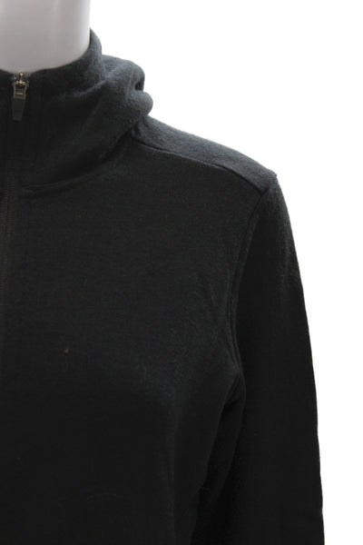 American Giant Womens Full-zip Hoodie Black Merino Wool Nylon High Neck Size S