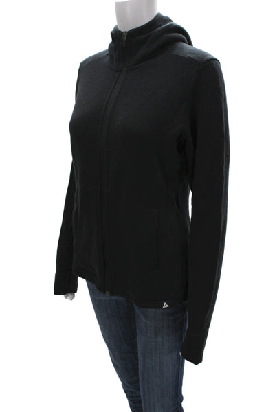 American Giant Womens Full-zip Hoodie Black Merino Wool Nylon High Neck Size S