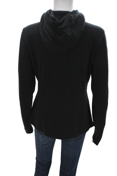 American Giant Womens Full-zip Hoodie Black Merino Wool Nylon High Neck Size S