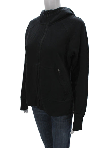 American Giant Unisex Full-Zip Hoodie Black High Neck 100% DWR Cotton Size M